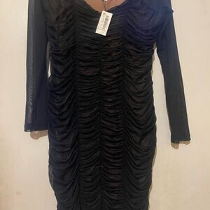 Elegant Black Ruched Dress women